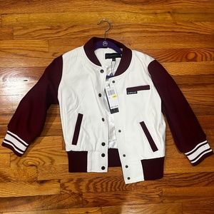 NWT MO X MEMBERS ONLY Bomber (burgundy / eggshell). Fits like XS